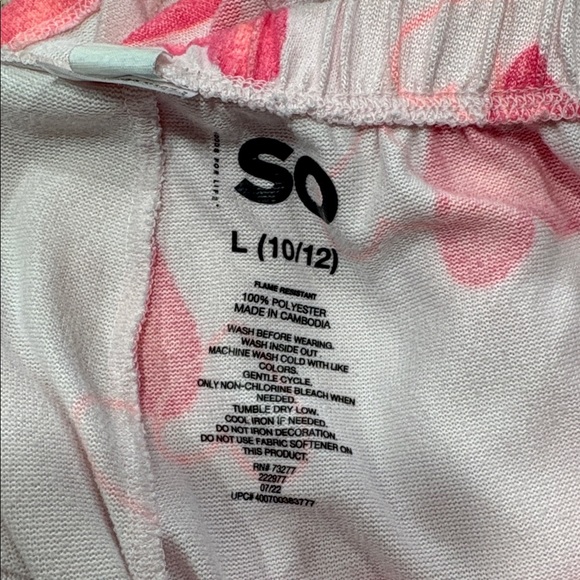 SO pajamas size large 10/12 pink with hearts shorts and long sleeve - Picture 6 of 6